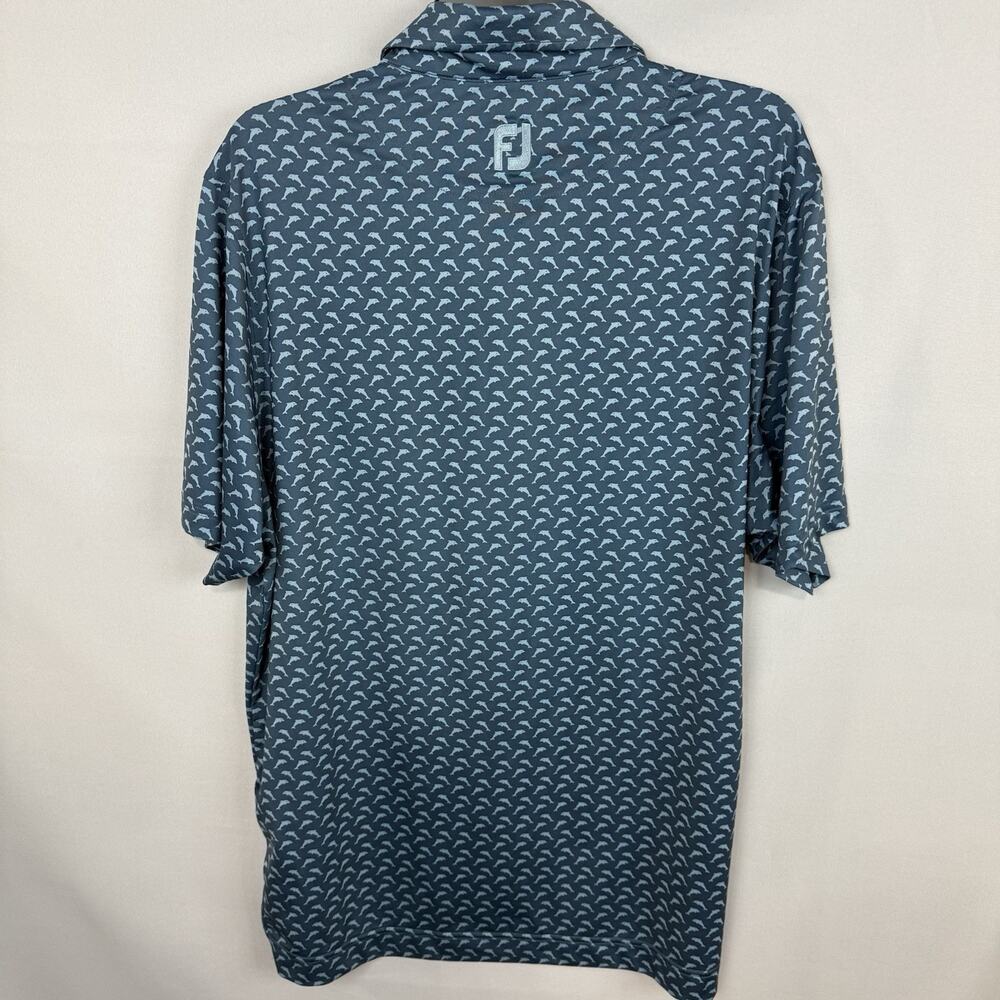 Footjoy Golf Polo Shirt Men’s Medium Blue Dolphins - Picture 3 of 8